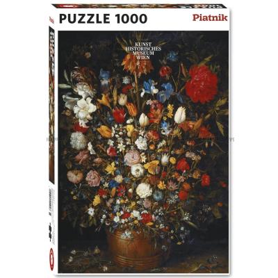 Brueghel: Flowers in a wooden vessel - Art, 1000 bitar