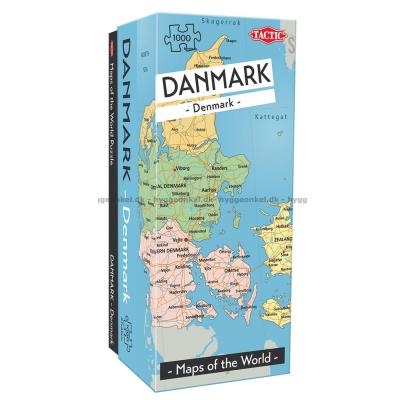 Karta över Norden: Danmark, 1000 bitar