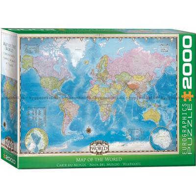 Geografisk världskarta, 2000 bitar