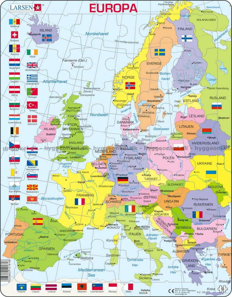 Europa karta - Danska - Rampussel, 48 bitar pussel!