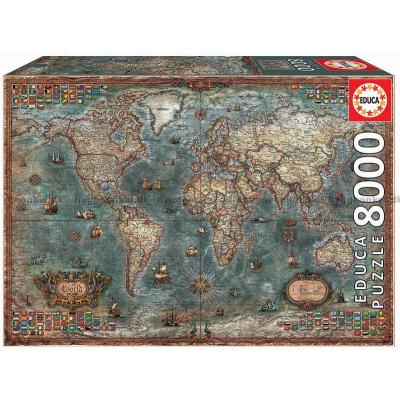 Zigic: Världskarta - Old style, 8000 bitar