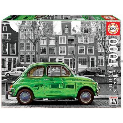Bil i Amsterdam - i svartvitt med färg, 1000 bitar