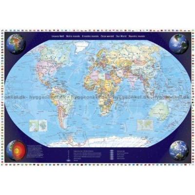 Världskarta - geografisk, 2000 bitar