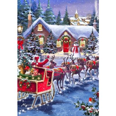 Bild av Jultomten med släden, 1000 bitar