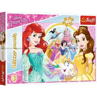 Disney prinsessor: Belle og Ariel - med glittereffekt, 100 bitar