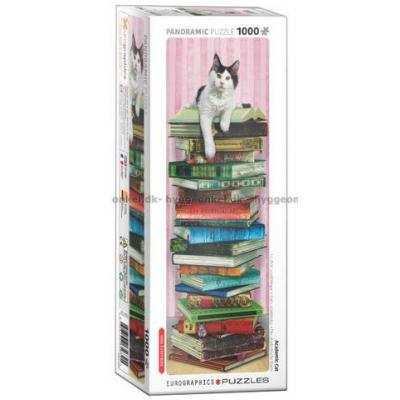 Katten älskar böcker - Panorama, 1000 bitar