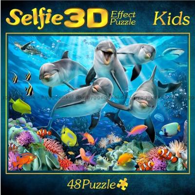 Selfie: Delfin familjen - 3D-effekt, 48 bitar