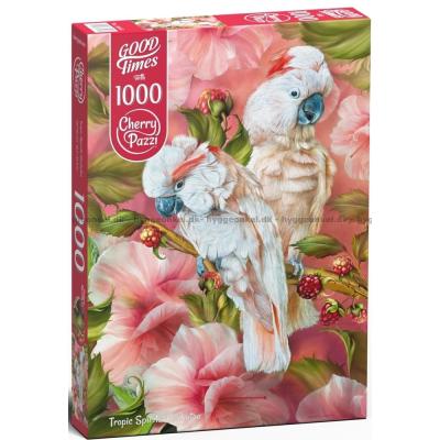 Kakaduor bland blommor, 1000 bitar