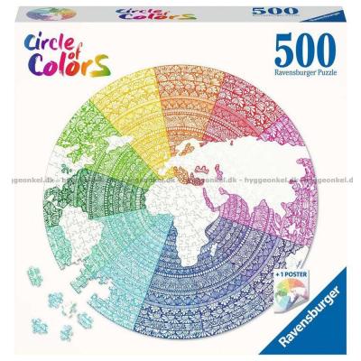 Färgglada cirklar: Mandala - Runt pussel, 500 bitar