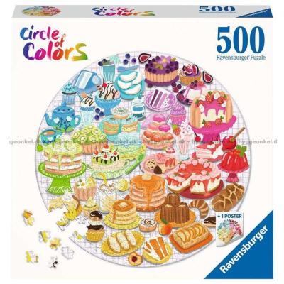 Färgglada cirklar: Desserter - Runt pussel, 500 bitar