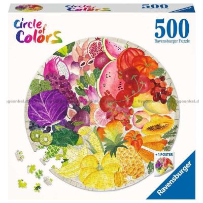 Färgglada cirklar: Frukt och grönsaker - Runt pussel, 500 bitar