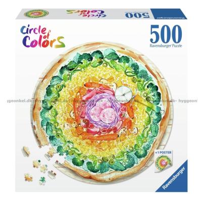 Färgglada cirklar: Pizza - Runt pussel, 500 bitar