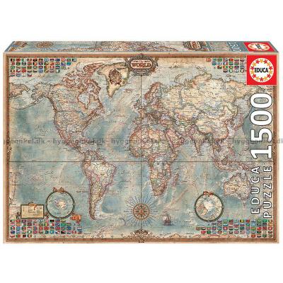 Världskarta, 1500 bitar