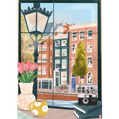 Bild av Amsterdam: Utsikt från cafeen, 500 bitar