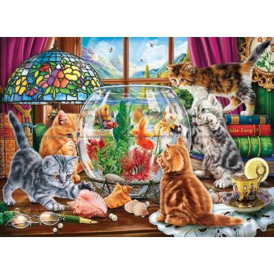 Bild av Kattungarna tittar på fiskar, 1000 bitar