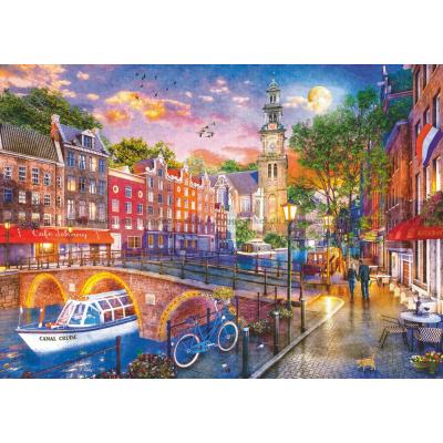 Bild av Amsterdam vid solnedgången, 1000 bitar