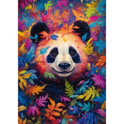 Bild av Panda bland färgglade löv, 1000 bitar