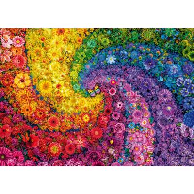 Bild av Spiral med färgglada blommor, 2000 bitar