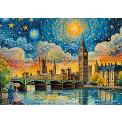 Bild av Himlen lyser upp över London, 1000 bitar