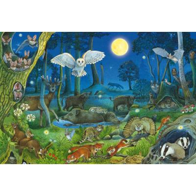 Bild av Djuren i skogen på natten, 100 bitar