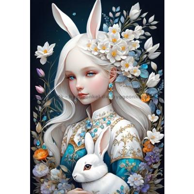 Kvinnan med den vita kaninen, 1000 bitar