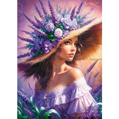 Bild av Kvinnan med den blomstrande hatten, 1000 bitar