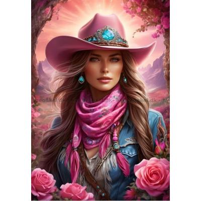 Bild av Cowgirl i solnedgången, 1000 bitar