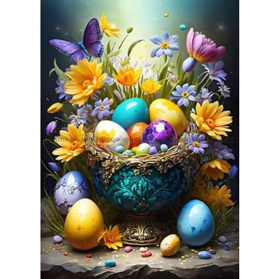 Bild av Påskägg och blommor, 500 bitar