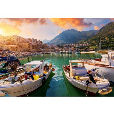 Sicilien: Solnedgång över hamnen, 1000 bitar