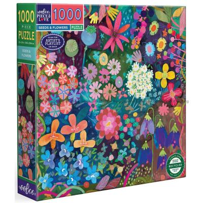 Färgrik blomsteräng, 1000 bitar