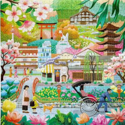 Bild av Kyoto: Tempel bland träd och blommor, 1000 bitar