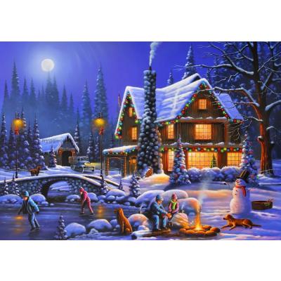 Bild av Snöflingor, eld och juleljus, 500 bitar