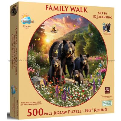 Björnfamiljen i skogen - Runt pussel, 500 bitar