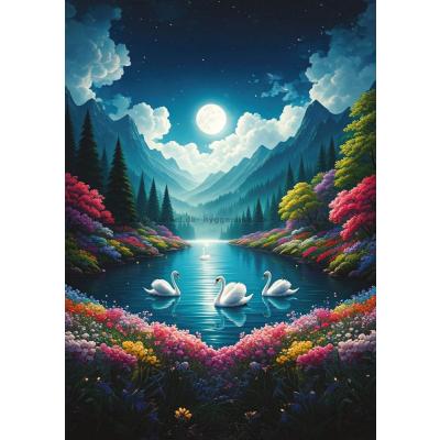 Svanesjön i månsken, 500 bitar