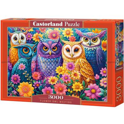 Färgglada ugglor i blomsterhavet, 3000 bitar