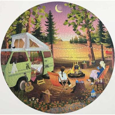 Bild av Camping vid skogssjön - Runt pussel, 1000 bitar
