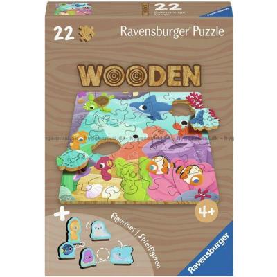 Havets djur - Träpussel, 22 bitar
