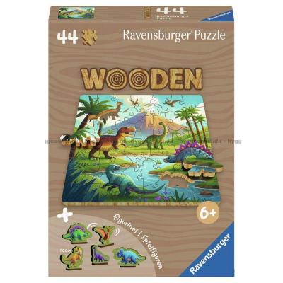 Dinosauriernas värld - Träpussel, 44 bitar