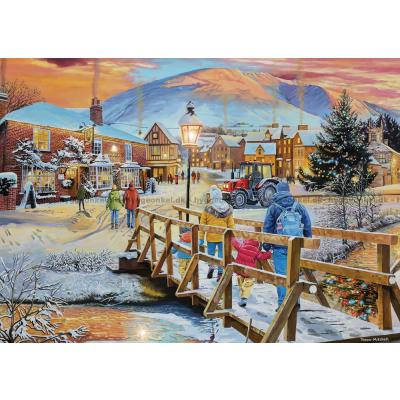 Bild av T. Mitchell: Julbelysning och snöflingor, 1000 bitar