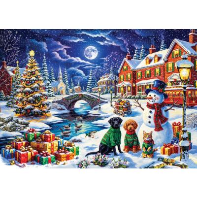 Bild av Julmagi i den snötäckta staden, 700 bitar