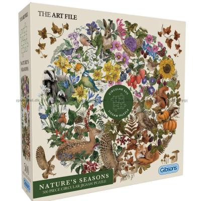 Årstiderna i skogen - Runt pussel, 500 bitar