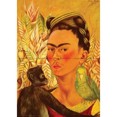 Bild av Kahlo: Självporträtt med apa och papegoja, 1000 bitar