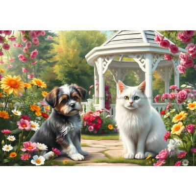Bild av Vänner bland blommor, 1000 bitar