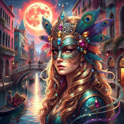 Bild av Venedig: Maskeradfest i månsken, 1000 bitar