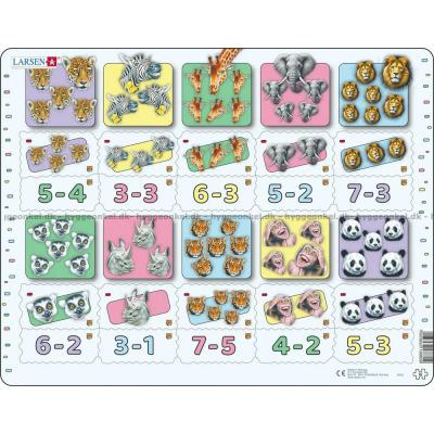 Matematik: Minusstycken med vilda djur - Rampussel, 20 bitar