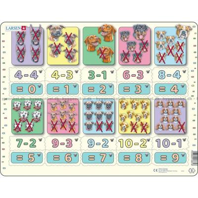 Matematik: Minusuppgifter med hundar - Rampussel, 20 bitar