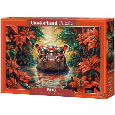 Avslappnad flodhäst med glasögon, 500 bitar