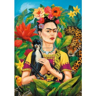 Bild av Frida Kahlo: Bland djur och blommor i djungeln, 1000 bitar