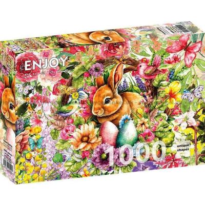 Bild av Kanin bland blommor, 1000 bitar