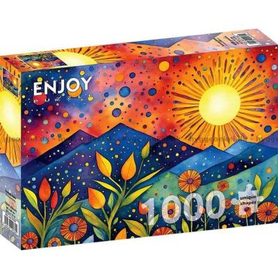Bild av Solens aftondans över bergen, 1000 bitar